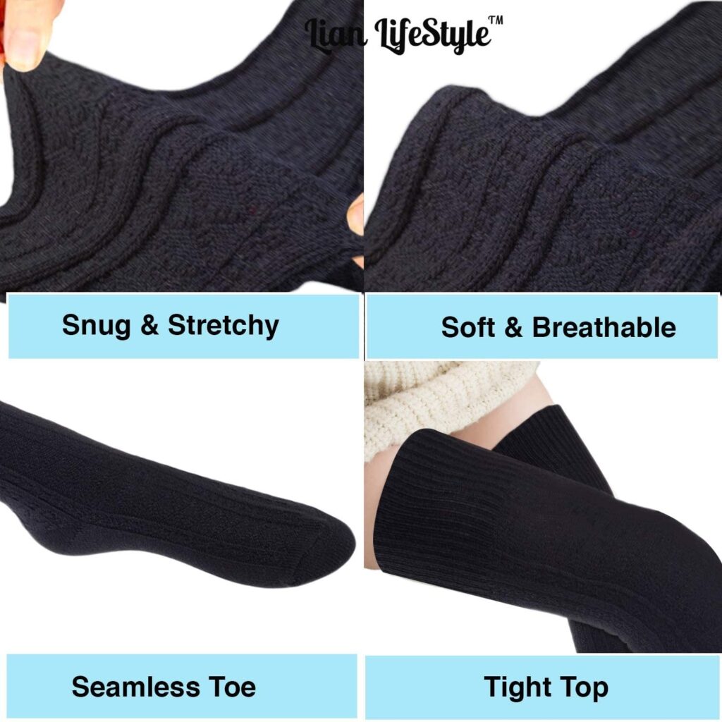 Lian LifeStyle JMYP1025 women's thigh-high cotton socks random colors 2 pairs
