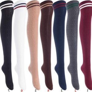 Lian LifeStyle women's 5-pair assorted thigh-high cotton socks size 6–9