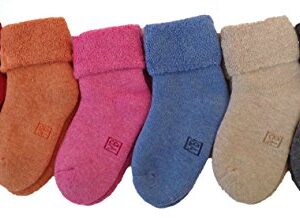 Lian LifeStyle children's wool-blend crew socks random girl colors, 3 pairs