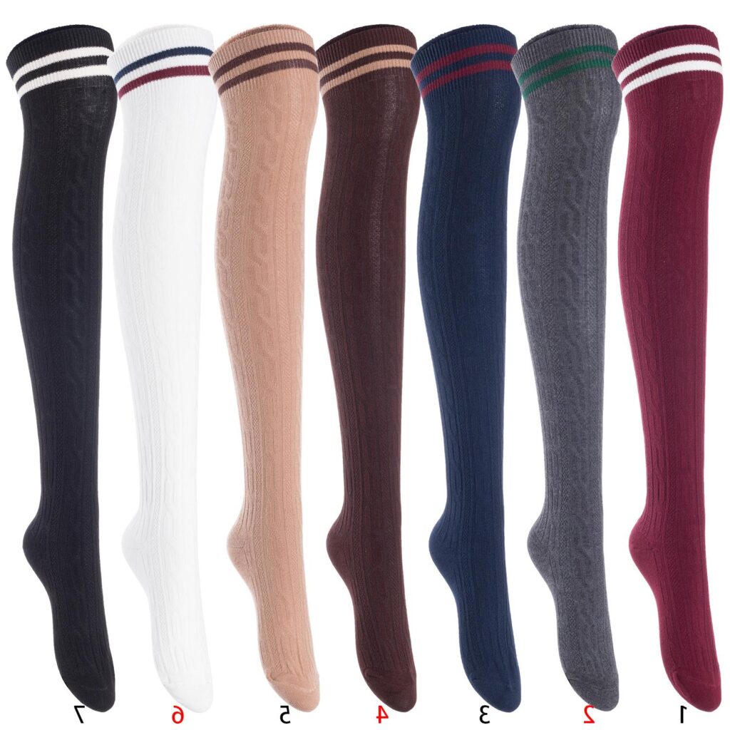 Lian LifeStyle big girls' women's 5-pair assorted thigh-high cotton socks size 6–9
