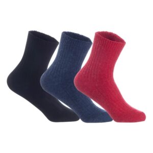 Lian LifeStyle LK08 Children's Wool Crew Socks — Assorted Colors, 3 Pairs, Ages 3–5