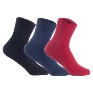 Lian LifeStyle LK08 Children's Wool Crew Socks — Assorted Colors, 3 Pairs, Ages 6–8