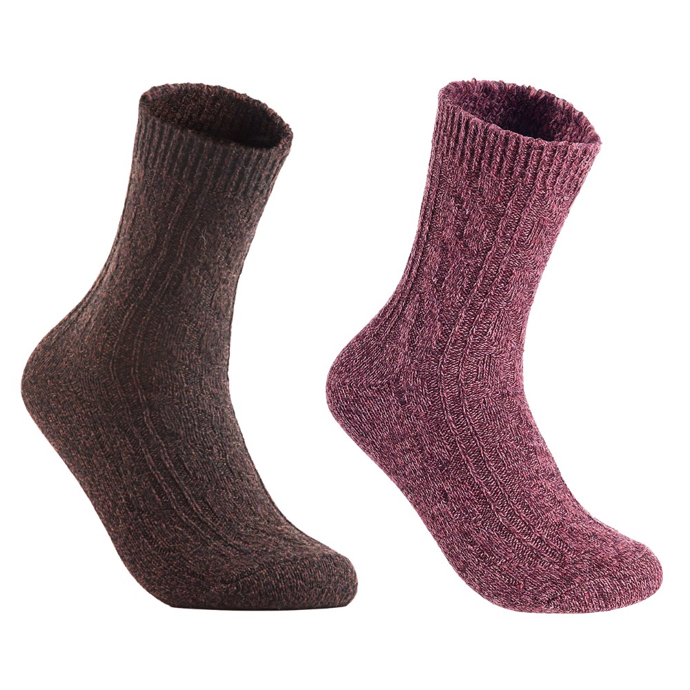 Lian LifeStyle Women's Wool-Blend Crew Socks HR1613 — Random Colors, 2 Pairs, Size 6–9