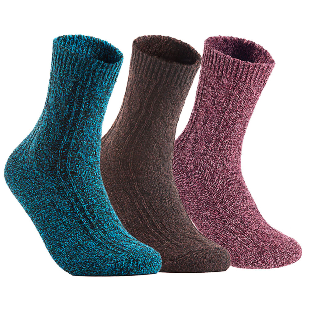 Lian LifeStyle Women's Wool-Blend Crew Socks HR1613 — Random Colors, 3 Pairs, Size 6–9