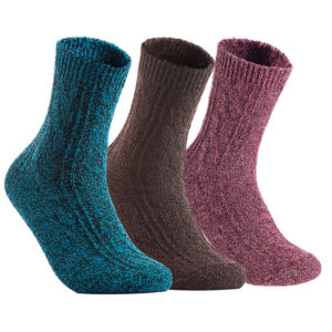 Lian LifeStyle Women's Wool-Blend Crew Socks HR1613 — Random Colors, 3 Pairs, Size 6–9
